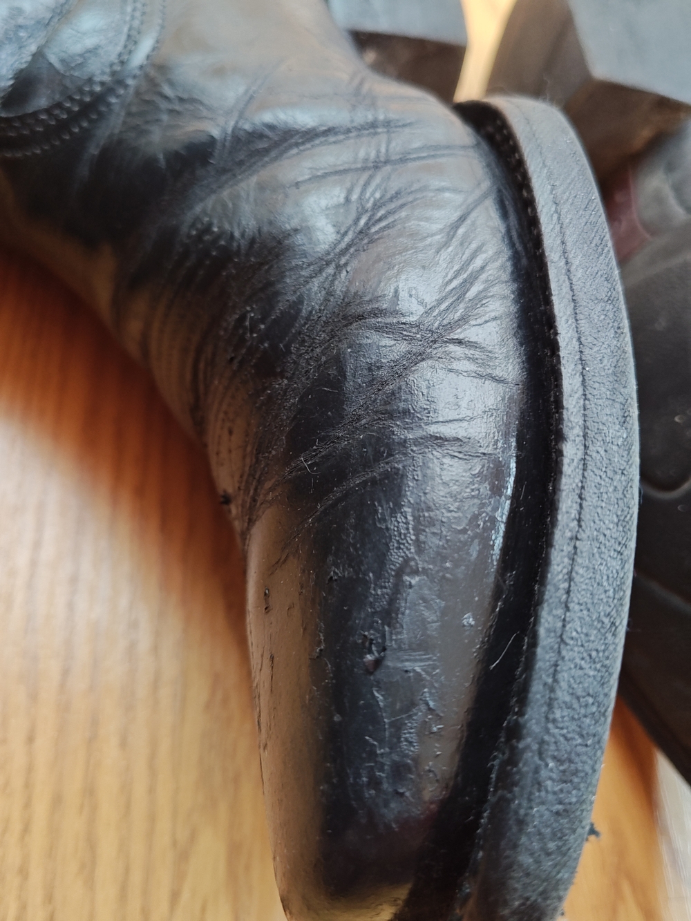 Ariat Heritage Western Boots Black Leather Square Toe Blue Gold Stitch 10.5D - Picture 11 of 14